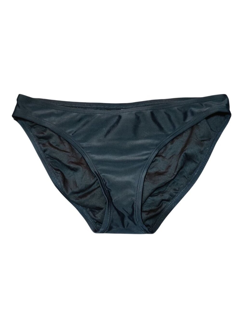 Hapari Swim Bottom Sz M Black Ruched Bikini Brief SPF 50+ Hibiscus Logo Classic